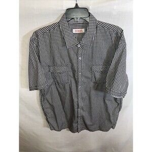 Michael Brandon Casual Shirt Women's Size XL Black Striped Button Up Short Slv